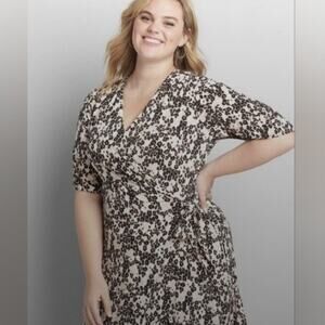 Lane Bryant Leopard Wrap Dress High Low Hem Plus Size 18/20
